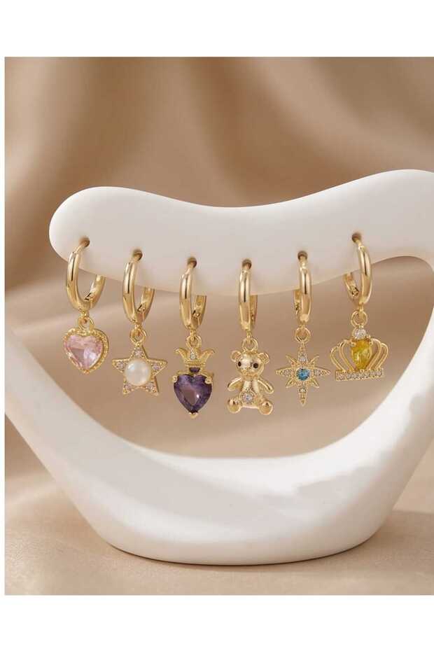 Different Shape Multi Earrings - 1