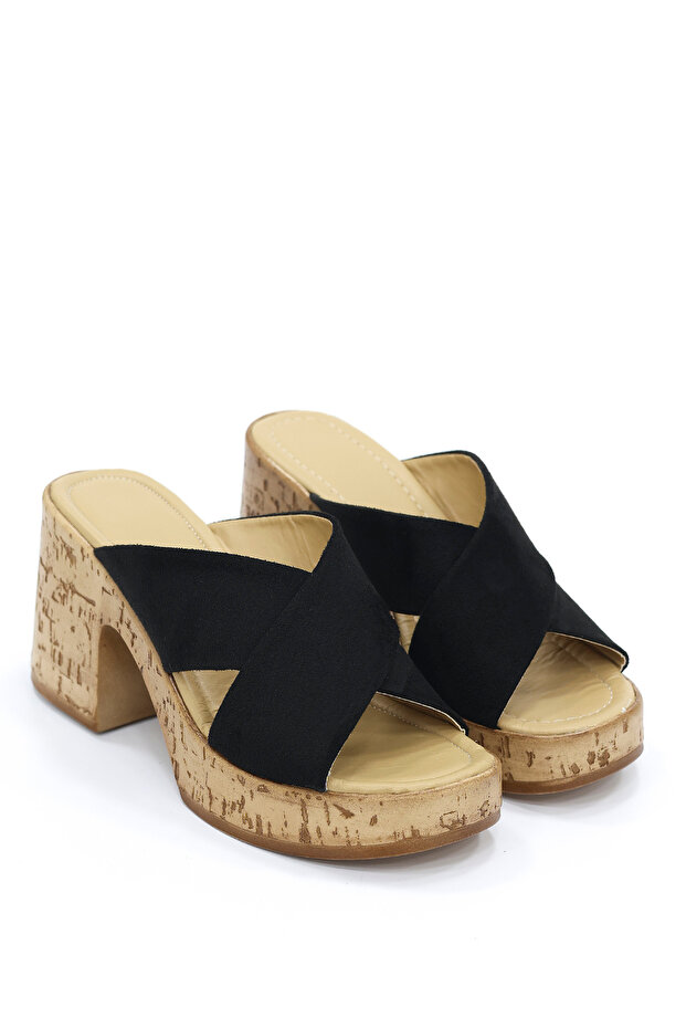 Frm 703 Thick Heeled Cross-Strapped Slippers