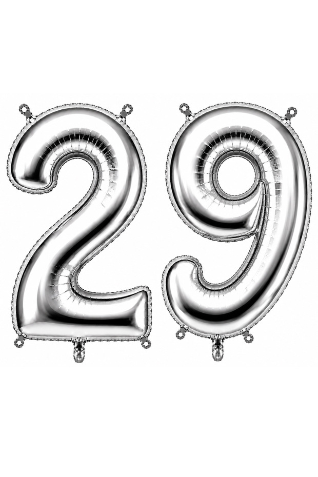 29 بالون فويلي على شكل أرقام لون فضي (76 سم)