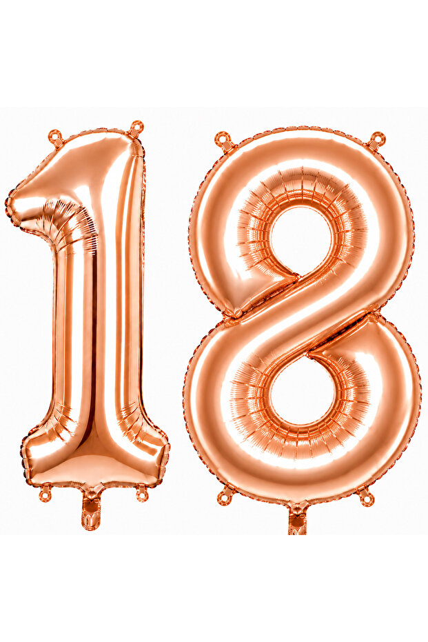 18 Foil Balloons in Rose Gold Color (100 cm)