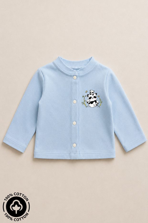 Unisex Baby Panda Printed 100% Cotton 3-12 Months Seasonal Combed Cotton Baby Cardigan