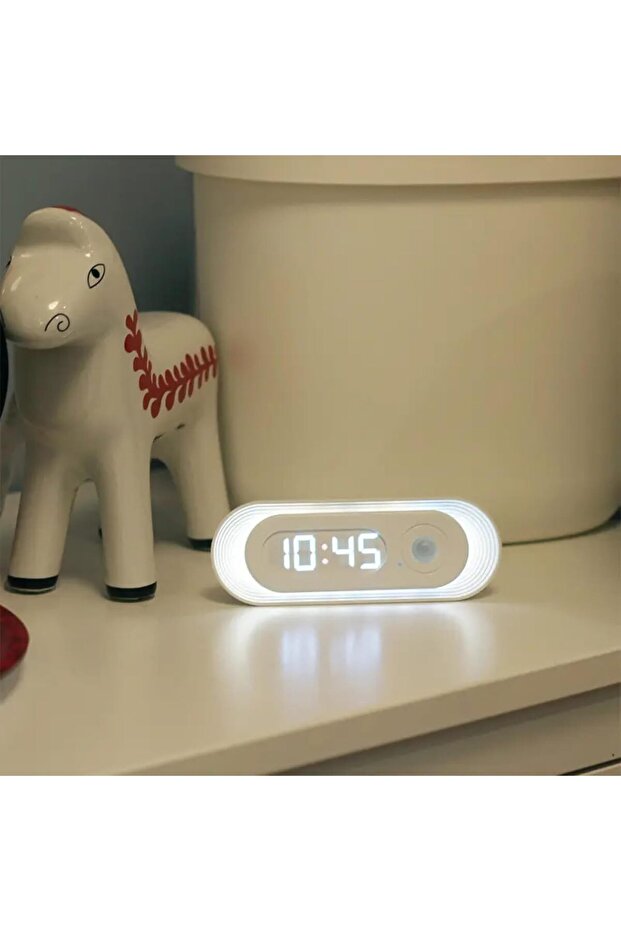 Dimmable Motion Activated Bed Light LED with Human Body Sensor, Time Display, and Night Light Function for Bedside Illumination, Convenient and Energy-Efficient Lighting Solution.