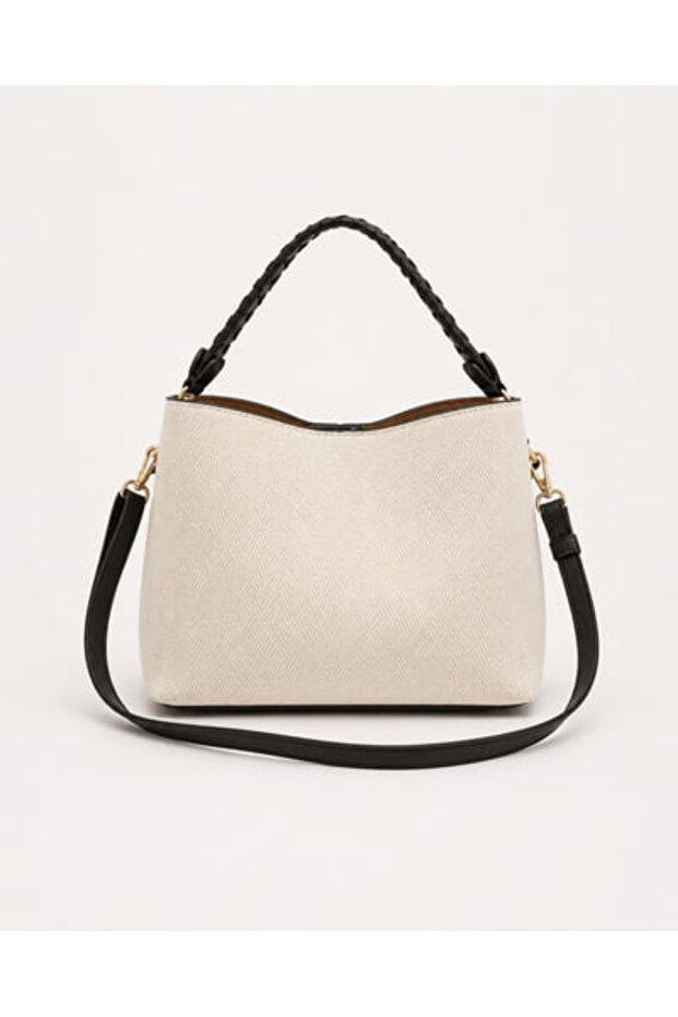 Burgundy Women's Canvas Textured Hand and Shoulder Bag - Stylish Design with Knitted Handle