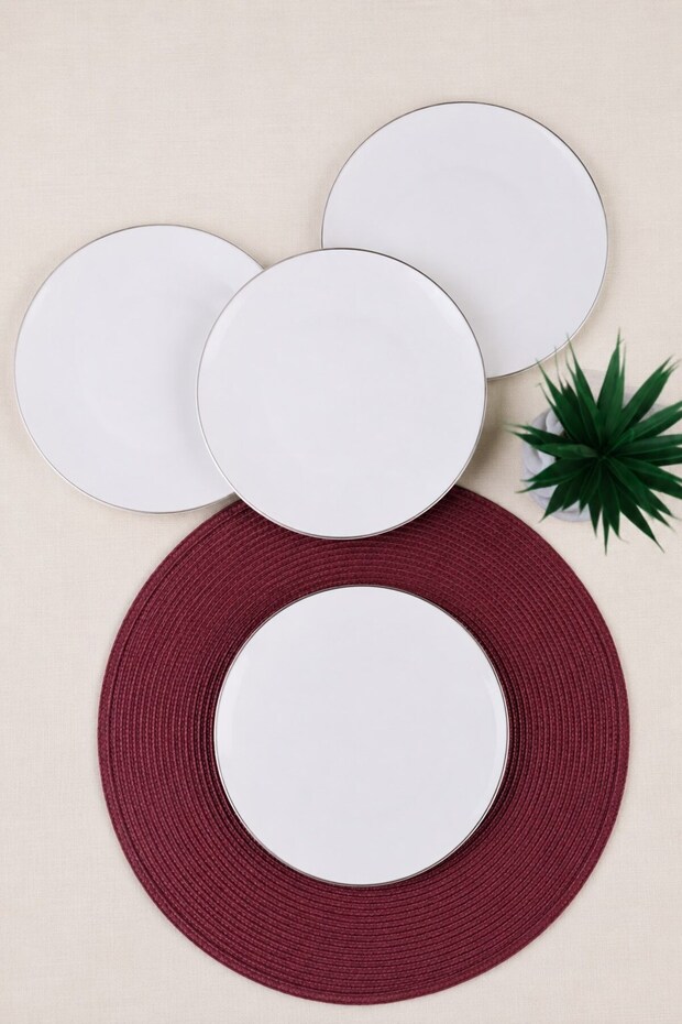 Tabak Evi Porcelain Chic Platinum Gilded Serving Plate 24,50cm Set of 4