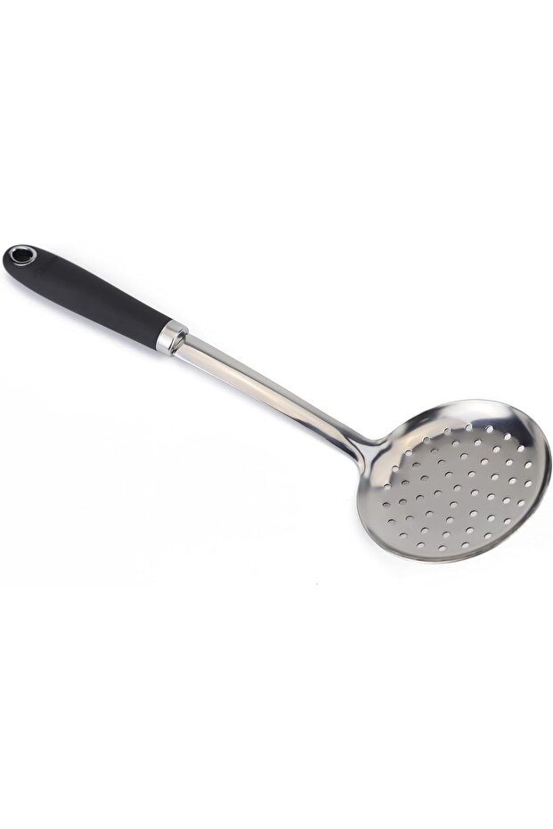Home Pro Stainless Steel Skimmer with Handle, Silver/Black