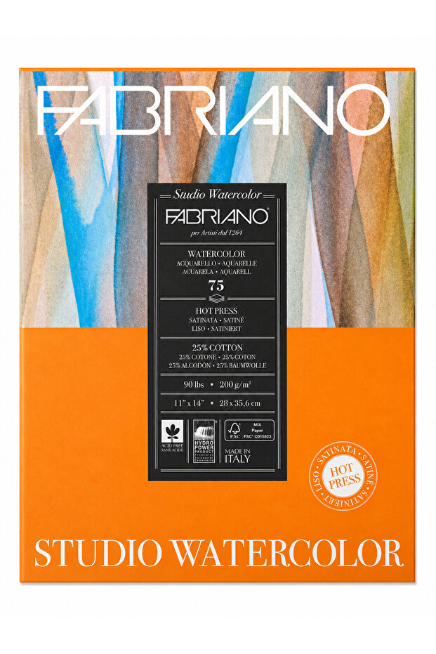 Studio Watercolor Block 75 Sheets, Satin Surface Single-Sided Glued 28X35.6