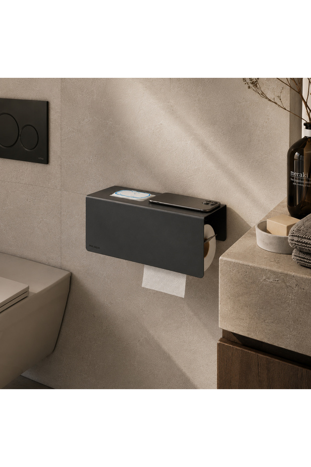 Toilet Paper Holder - Wet Wipes Wc Paper Stand - Self-Adhesive (Anthracite)