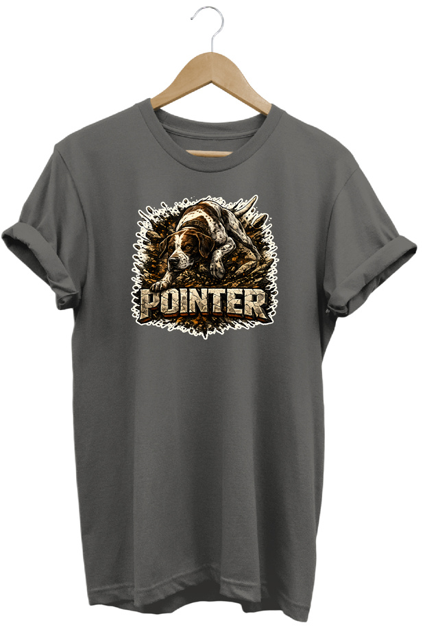 Unisex Pointer Hunter Printed T-Shirt - Hunter Dogs Series Crew Neck Cotton T-Shirt