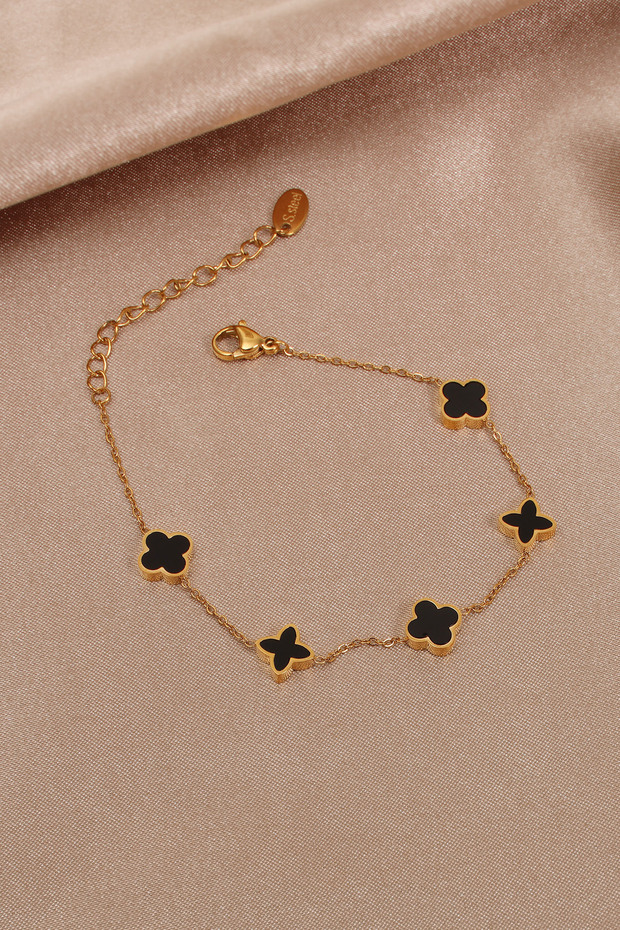 Black 5 Iconic Clover Figured Steel Bracelet