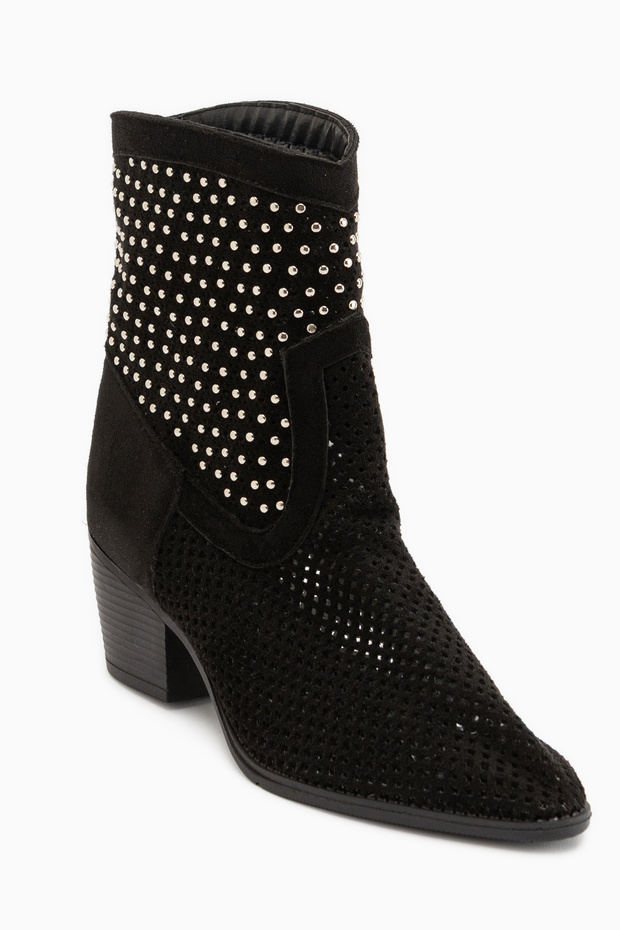 Savina Black Suede Troc Summer Western Women's Boots