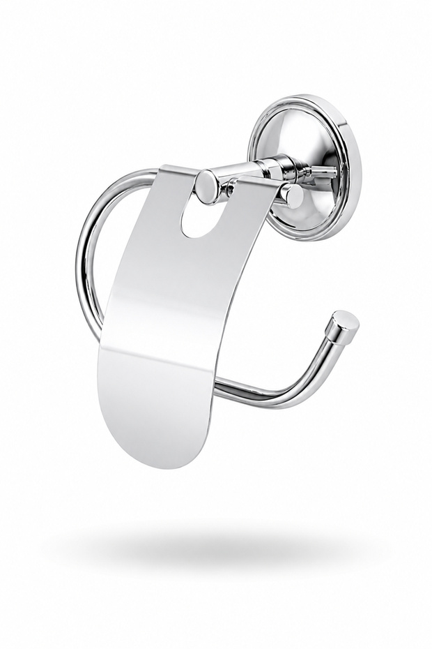 Chrome Toilet Roll Holder with Tongue Cover Rustproof Wall Mounted Wc Paper Holder Bathroom Accessory
