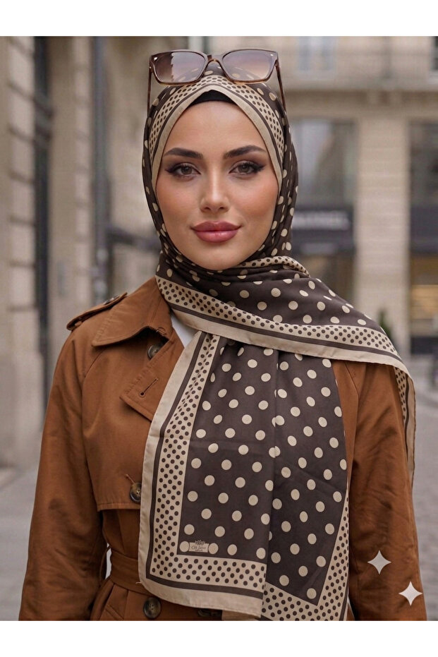 شال من الخيزران المنقط - بني فاتح داكن