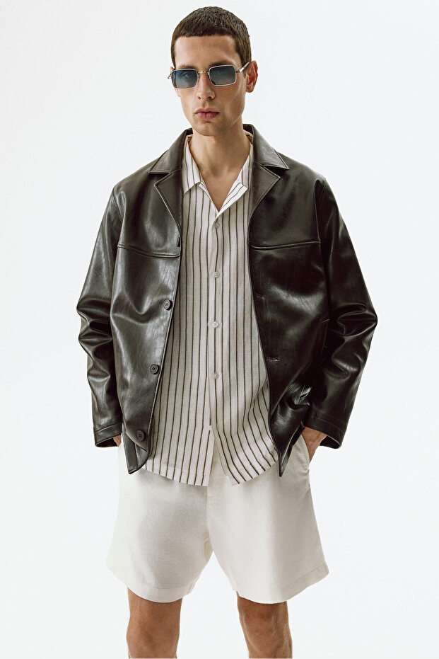 Keten Karışımlı Şort Relaxed Fit