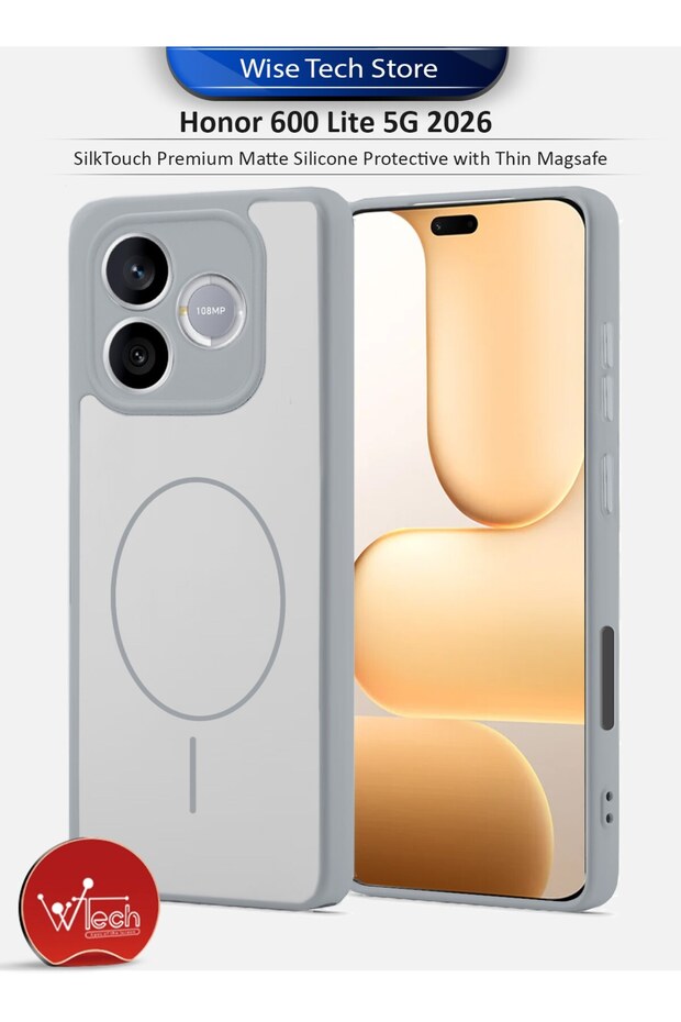 Honor 600 Lite 5G 2026 SilkTouch Premium Matte Silicone Protective with Thin Magsafe Case Cover