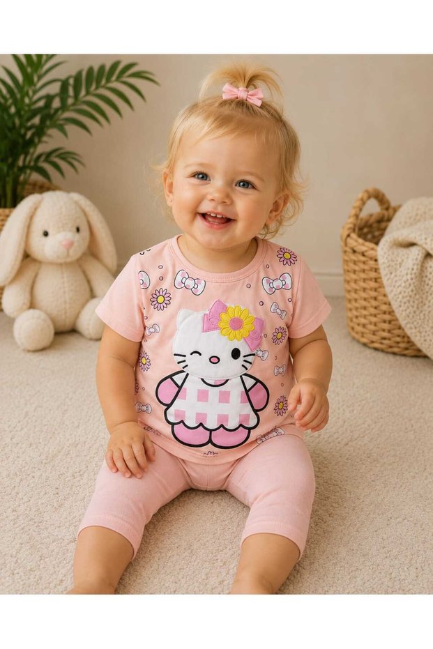 Hello Kitty Daisy Dream Embroidered 3D Appliqued Tights Summer Baby Girl Set