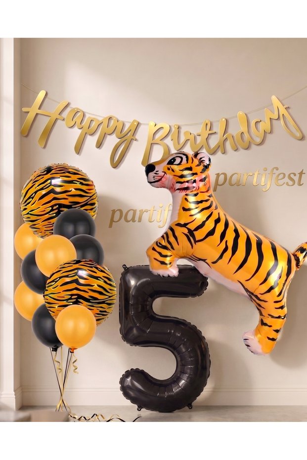Safari Concept Tiger Balloon Set Tiger Party Concept Birthday Balloon Set Jungle Tiger Balloon