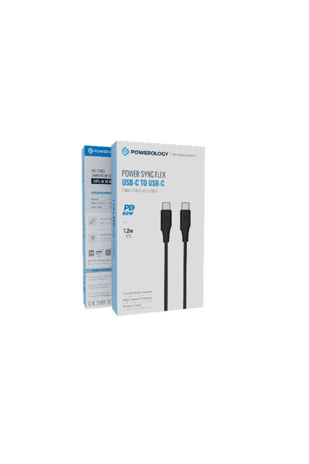 Power Sync Flex USB-C TO USB-C 1.2M Cable PD 60W Black