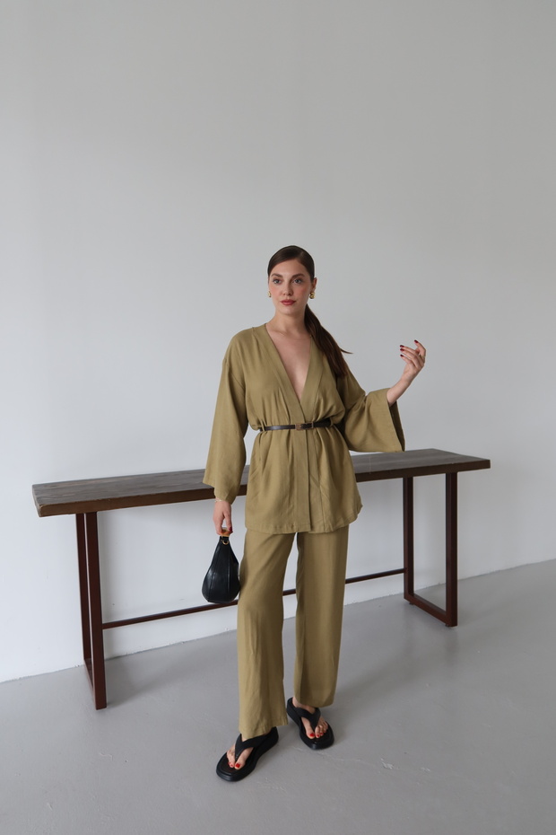 Khaki Belted Suit - Y3869400