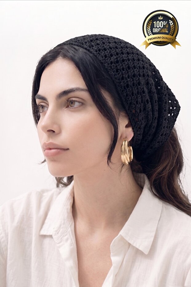 Women's Mesh Knitted Look Knitwear Bandana Beach Accessory