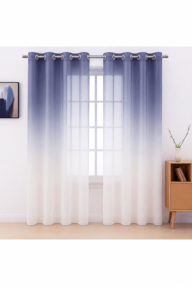 Lavivert Rustic Eyelet Tulle Curtain Gradient Color Transition Tulle Curtain