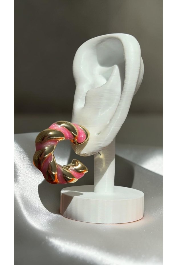 Colorful Twist Gold Color Steel Hoop Earrings
