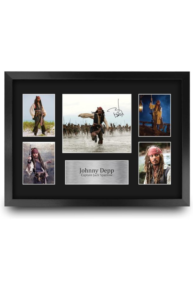 FR A3 Johnny Depp Pirates of the Caribbean Gifts Printed Signed Autograph Picture Display for Movie Memorabilia Fans - A3 Framed