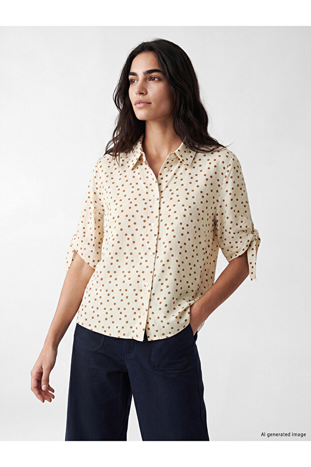Nevavm Polka Dot Linen Blend Women's Shirt with a Difference