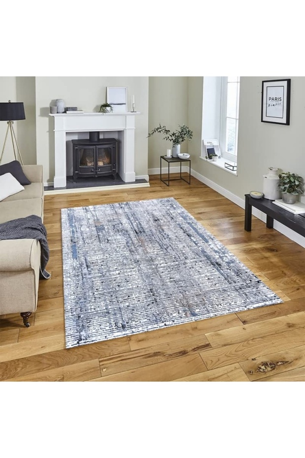 Abstract Grey Rectangular Carpet Ultra Soft Area Carpets For Bed Room Living Room And Dining Room Anti-Slip Floor Carpets Easy To Clean Made In Turkey