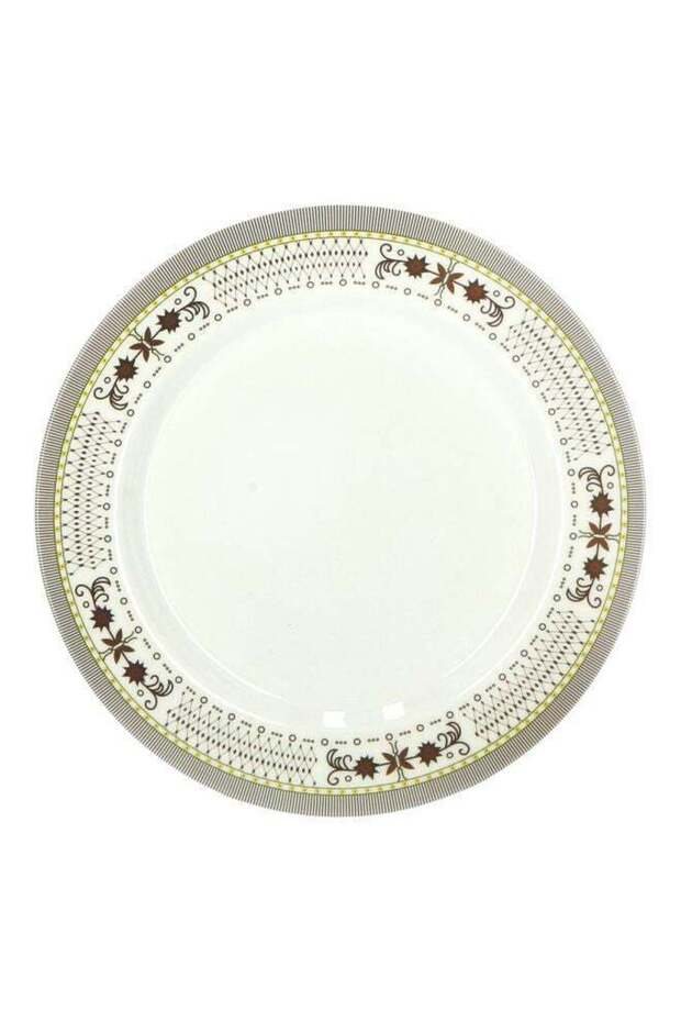 Serving Dinner Plate White/Brown 8inch