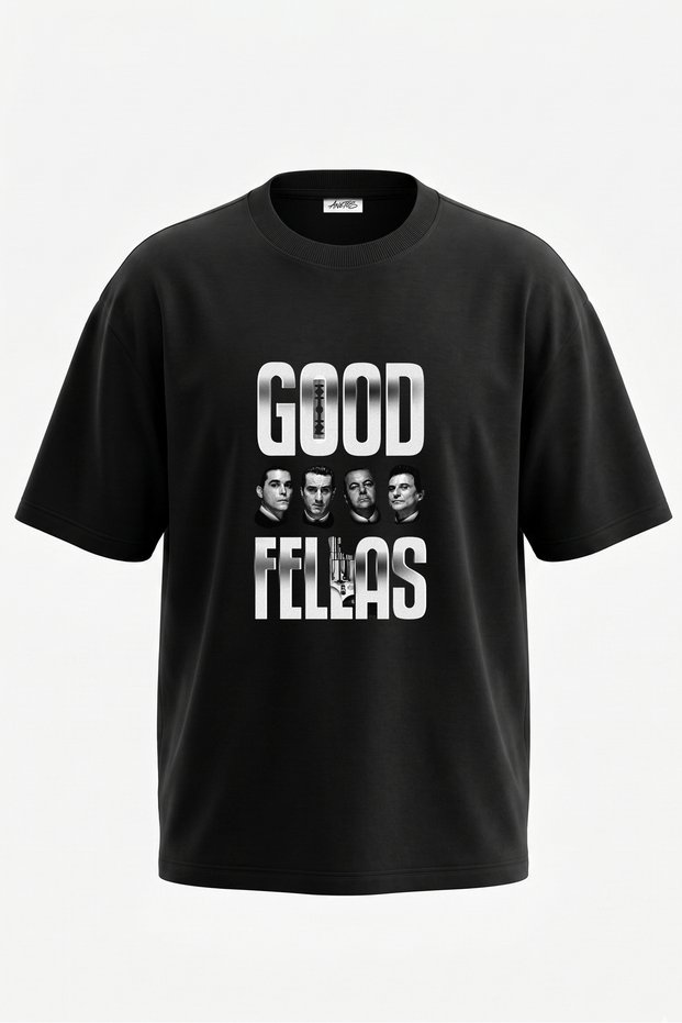 Goodfellas Movie Design Back Printed Cotton Black Oversize T-Shirt