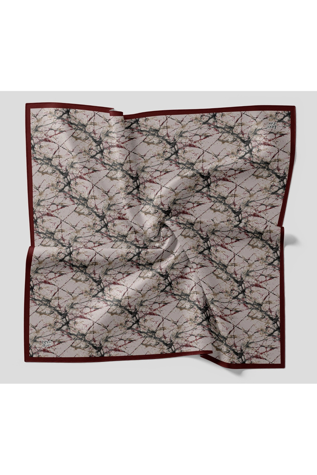 Crystal Scarf Marble Pattern Burgundy