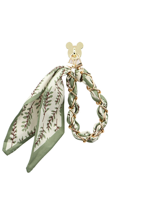 Universal Chain Scarf with Adhesive and Clip Phone Bag Suitcase Accessory Cream Green