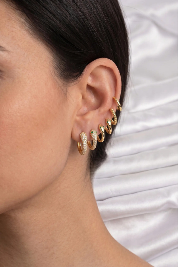 Brass Gold Color Snake Model 6-Piece Women's Earring Set