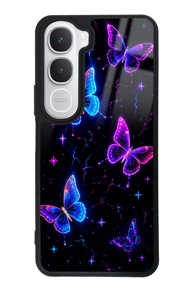 Vivo Y31 Glossy Phone Case with Neon Butterfly Dream Design