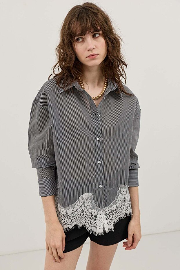 Black Lace Detailed Shirt