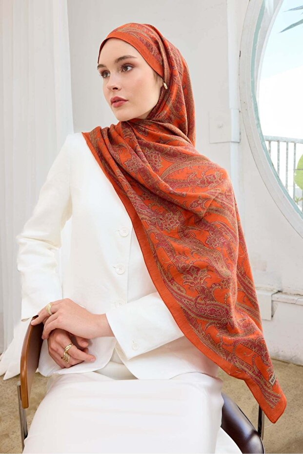 Urban Hours Shawl Pattern Orange Mayda Shawl