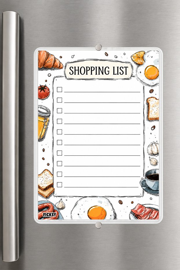 Shopping List - A5 - Magnetic - Pvc - Refrigerator Note Holder & Desktop - Summer Erase - Planner