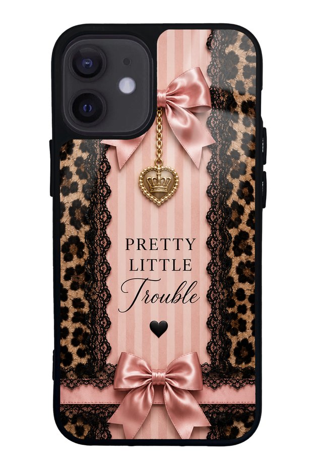 iPhone 12 Mini Glossy Phone Case with Pretty Leopard Bow Design