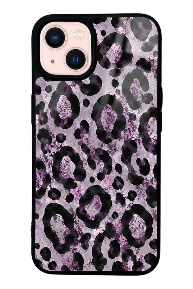 حافظة هاتف آيفون 14 ناعمة بتصميم ليوبارد لامع باللون الأرجواني الفاتح