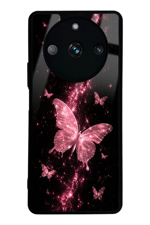 Realme 11 Pro Pink Galaxy Butterfly Design Glossy Phone Case
