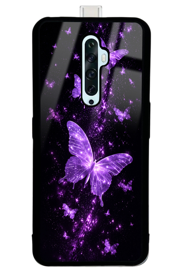 Oppo Reno 2Z Purple Galaxy Butterfly Design Glossy Phone Case
