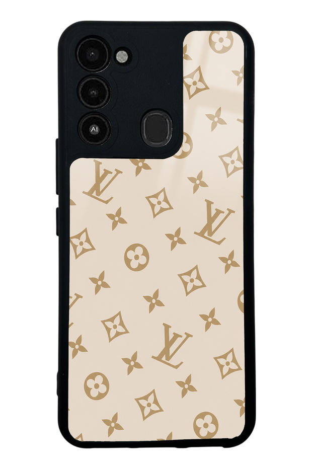 Tecno Spark 8C Glossy Phone Case with Cream Lv Design
