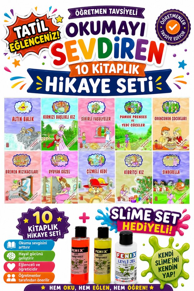 1. Classroom Teacher Recommended 16-Page 10-Book Story Set That Encourages Reading -4(Slime Set Gift)