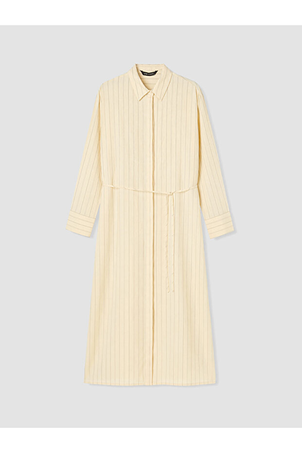 Esvab • Modern & Distinctive Striped Belted Modal Blend Shirt Dress