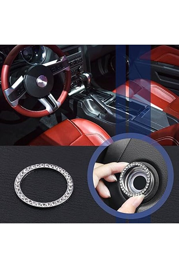 Car Start Button Ring Decorated with Diamond-Like Crystals