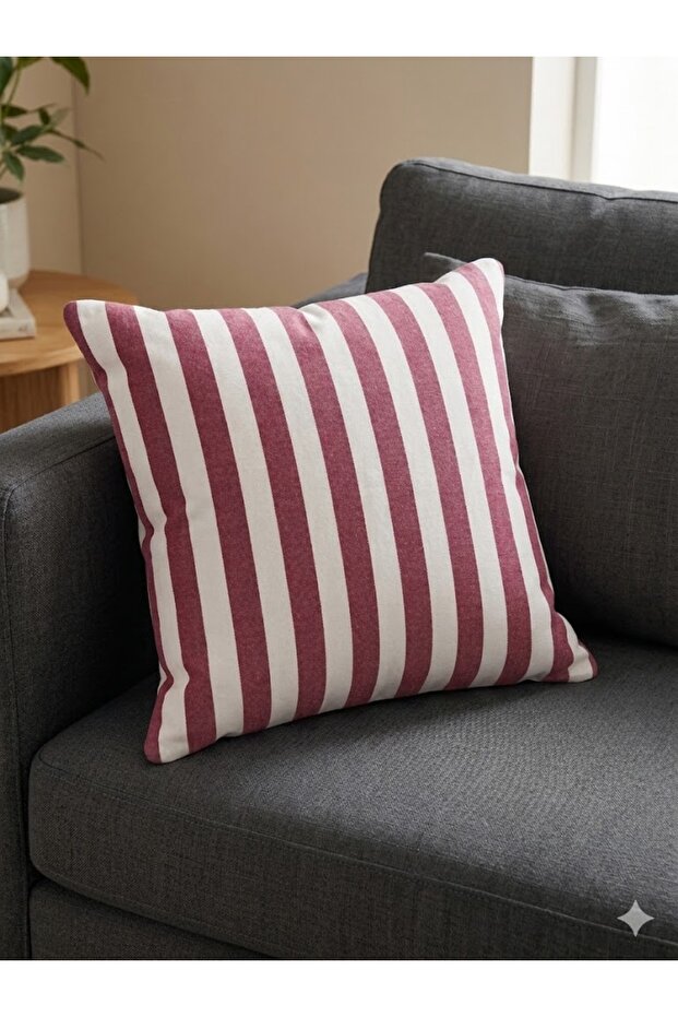 Red Striped, Hidden Zipper Pillowcase Package/No Color Included 100% Cotton