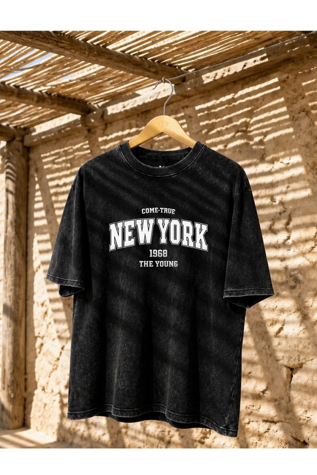 Acid Washed Oversize Unisex T-Shirt Washed Vintage Street Style Street Fashion Cotton Comfortable Fit Daily Wear T-Shirt