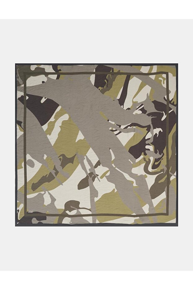 Camouflage Pattern Viscose Scarf Khaki