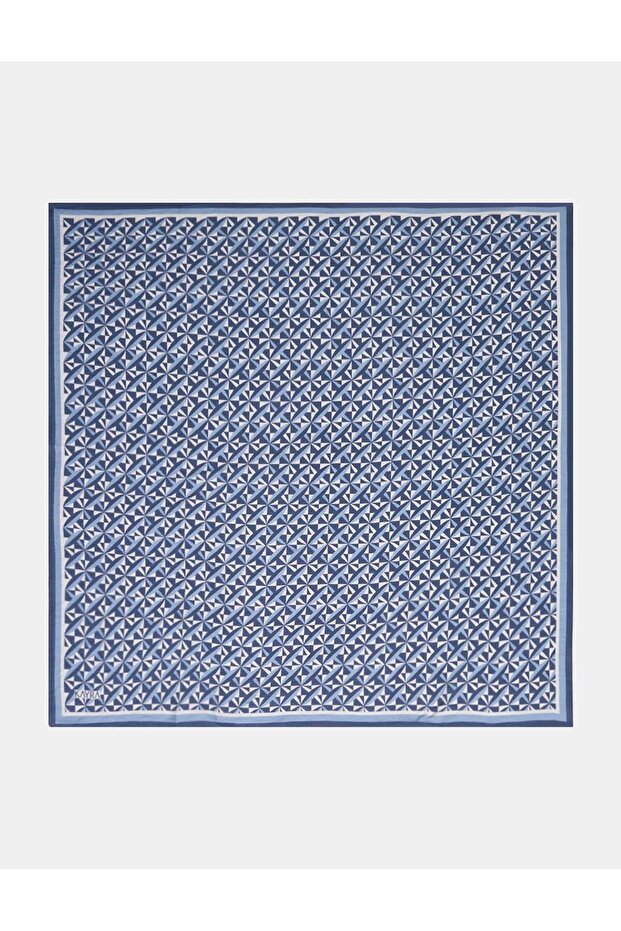 100% Lyocell Monogram Pattern Scarf Indigo - 1