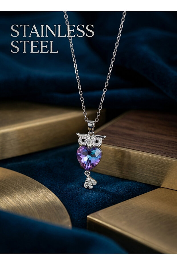 316L Steel Chain Silver Color Owl Model Steel Necklace
